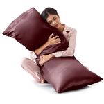 Love's cabin Body Pillow Cover, 20x54 inches Brick Red Soft Satin Body Pillow case with Envelope Closure, Silky Slip Cooling Body Pillow Pillowcases for Hair and Skin