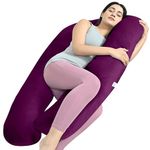 Cherilo Full Body U Shaped Pregnancy Pillow for Pregnant Women and Nursing Mom | Single Pillow for Multipurpose Use During Maternity | Premium Velvet Outer Cover with Zip | PURPLE