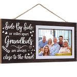 Jetec Grandkids Photo Frame Side by Side or Miles Apart Grandkids are Always Close to The Heart Photo Frame Table Centerpieces Frame Sign Rustic Wooden Picture Frame Decor for Home Decor, 4 x 6 Inch