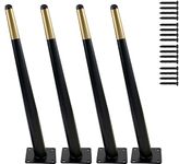 TempFoo 16 Inch Metal furniture Legs Oblique Conical Metal Legs Matte Black Gold Mid-Century Style Furniture Feet for Sofa Cabinet Table Chair Cupboard Couch Home DIY Projects（4PC）(40cm)