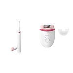 Philips Touch-up HP6388 Eyebrows, Facial & Body Trimmer(White) & Philips BRE235/00 Corded Compact Epilator (White and Pink) for gentle hair removal at home