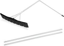 OUTPRIZE Flat Roof Snow Rake, 4.8-16FT Aluminum Detachable Angled Snow Roof Rake for Trucks, Travel Trailers, Motorhome, RV's Flat Rooftops, 24" Plastic Blade