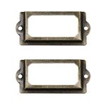 Adiyer [32 Pack] Antique Bronze Office Library File Drawer Cabinet Card Tag Label Holder Metal Frame 70mm x 33mm