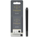Parker Fountain Pen Ink Refill Cartridges | Long | Black QUINK Ink | 5 Count (Blister)