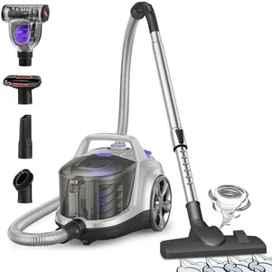 Aspiron Canister Vacuum Cleaner, 24Kpa Bagless Vacuum Cleaners, 3.7QT Large Dust Cup, Double HEPA Filter, Retractable Cord, 1200W Lightweight Vacuum Cleaner with 5 Tools for Hard Floors, Purple
