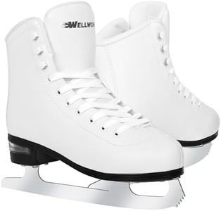 WELLWON Figure Skate for Women and Mens, Classic Design High-Top PU Leather Ice Skates for Outdoor and Indoor, Figureskates for Beginner