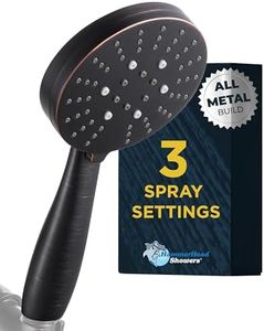 HammerHead Showers® ALL METAL 3-Spray Hand Held Shower Head, Oil Rubbed Bronze | Select from Wide, Massage, and Mist Sprays | 2.5 GPM High Flow Handheld Showerhead | Made from 304 Stainless Steel