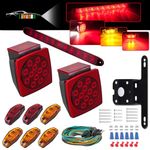 LIMICAR LED Trailer Lights, LED Trailer Light Kit, Boat Trailer Submersible Lights, Red/Amber Trailer Marker Lights, 3rd Brake ID Light Bar, LED Trailer Lights Kit for Utility Trailer