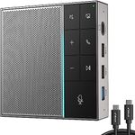 HiDock Conference Speakerphone with Mute/Project, Enhanced Voice Pickup & Full-Duplex Noise-Cancelling, Omnidirectional USB-C Microphone for Home Office Meetings - Grey