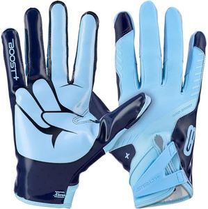 Grip Boost Football Gloves - Peace Stealth 6.0 Boost Plus Sticky Technology - Adult and Youth Football Gloves for Wide Receiver - Men's and Boys Sizes (Carolina Blue, X-Large)