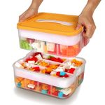 Kids Toys Storage Organizer for Lego Clear Building Blocks Container Box with Baseplate Lids 2 Layers Stackable Playroom Organization Bin Portable Drawers Bricks Puzzle Board Craft Compartments Case