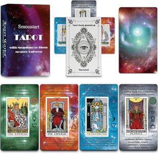 Smoostart Holographic Tarot Cards with Meanings on Them, Tarot Cards Deck with Guidebook for Beginners, Keywords, Element, Planet, Zodiac, Chakra, Yes or No, Musical Pitch, Numerology, Hebrew Alphabet