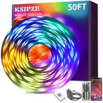 Ksipze led Lights Strip for Bedroom 50FT Smart Music Sync RGB Color Changing with App and Remote Control, Power Supply Led Strip Lights for Room Home Party Decoration (50FT)