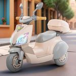 Baybee Trixo Battery Operated Bike for Kids, Ride on Toys Kids Bike Scooty with Music & Light, Baby Rechargeable Battery Bike, Electric Bike for Kids to Drive 1 to 4 Years (Sandle/ASH)