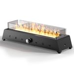 SENJOYS 28'' Tabletop Fire Pit Table, 40,000 BTU Propane Fire Pit with Bottom Air Intake and Umbrella Hole, Outdoor Portable Fireplace Rectangular Fire Bowl w/Wind Glass Shield, Laval Rocks - Black