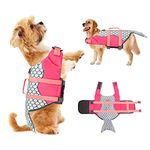 PPET Dog Life Jacket for Swimming and Boating,Ripstop Shark Dog Life Vest Adjustable Swimsuit with High Buoyancy and Durable Rescue Handle for Small,Medium,Large Dogs (Pink Mermaid, X-Large)