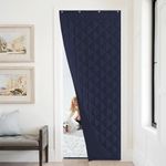 NICETOWN Insulated Door Curtain 1 Panel in 82 inch Length, Soundproof Door Cover Thermal Thick Door Curtain for Winter, Windproof Warm Durable Door Screen, Plain Weave Fabric, 34" Wide, Navy Blue