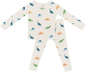 KYTE BABY Toddler Pajama Set - Pjs for Toddlers Made of Soft Rayon Made From Bamboo (Ecru Roar, 10)