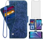 Asuwish Compatible with Samsung Galaxy Note 5 Wallet Case Blue