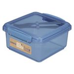 Sistema Ocean Bound Plastic Lunch Box Plus Cutlery | 1.2 L Food Storage Container with Fork & Knife | BPA-Free, Made Using Recycled Plastic | Teal OR Blue (Colour Not Selectable)