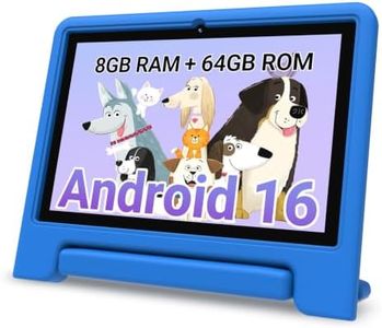 CFVOCUY 2026 Kids Tablet, 10.1 Inch Android 16 Tablet for Kids, 8GB RAM, 64GB ROM(1TB Expand), WiFi 6, Pre-Installed Educational Apps, Parental Control, with EVA Protective Case, Eye Protection