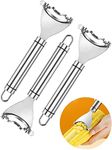 ABINLIN 3 Pcs Corn Peeler for Kitchen, Stainless Steel Corn Cob Stripper, Kitchen Gadgets with Ergonomic Handle (Silver)