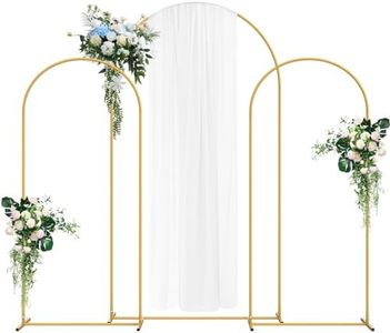 Wedding Arch Backdrop Stand 7.3FT& 6FT& 6FT Set of 3,Metal Arch Backdrop Stand for Wedding Ceremony Baby Shower, Outdoor Indoor Birthday Party, Garden Floral Balloon Arch Decoration,Gold