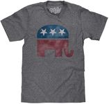 Tee Luv Men's Faded Republican Elephant T-Shirt, Graphite Heather, L