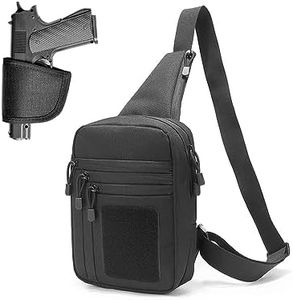 FLWVOG Concealed Carry Crossbody Bag for Men, Ccw Sling Bag EDC Carry Bag Shoulder Chest Pack Gun Bags for Handguns. (Black)