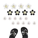 18Pcs Pearls Shoe Charms Croc Charms Bling Pearl and Flower Charms Bling Cute Daisy Flower Shoe Charms and Diy Shoe Decoration Pearl Decoration Charms Charm Accessories for Women and Girls