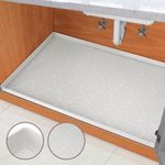 SIKADEER Under Sink Mat for Bathroom Waterproof, 34" x 19" Silicone Under Sink Liner Bathroom Cabinet Shelf Protector Kitchen organizer, Fit 36inch Standard Cabinet Mat Under Sink Organizer Drip Tray