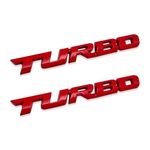 2PCS Turbo Car Emblem - 3D Metal Decal Badges, Automotive Decoration Sticker for Cars, Trucks, SUVs, and Motorcycles Side Body Fender Trunk (Red)