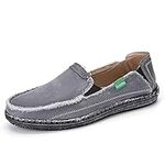 Men's Fashion Canvas Shoes Lofers Shoes Slip on Flat Casual Shoes Comfort Driving Shoes Deck Shoes Grey