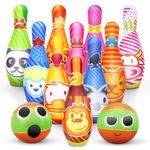 Bowling Set Skittles Game for Kids with 10 Pins and 2 Balls Early Development Indoor Toy Gifts for Children Toddler Girls Boys