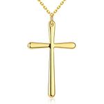 Rockyu Gold Cross Necklace for Women Stainless Steel Chain 18 Inch Cross Pendant Simple Fashion Jewelry Christmas Gifts