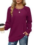 Aokosor Sweatshirts for Women Cable Knit Jumpers Lightweight Ladies Long Sleeve Tops Fuchsia Size 18-20