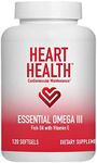 Heart Health Essential Omega 3 Fish Oil with Vitamin E. Helps maintain normal cholesterol levels, healthy blood pressure, promotes joint health. Non-GMO, gluten free. By Market America (120 Soft Gels)