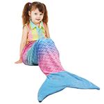 Catalonia Classy Mermaid Tail Blanket, Soft Warm Plush Fleece Sleeping Bag Snuggle Blanket for Teens 155 x 48 cm (61" x 19") Rainbow Ombre, Fish Scale Pattern