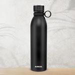 Borosil Hydra Jupiter 1000 ml Stainless Steel Water Bottle | Double Wall Vacuum Insulated Flask, Leakproof | 18 Hours Hot & Cold | 1 Year Warranty, Black