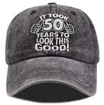 Splash Brothers Customized 50th Birthday Gifts Baseball Cap, It Took 50 Year to Look This Good Embroidery Hat for Women Men, 50th Birthday Embroidered Black, One Size