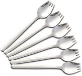 PDCTACST 6 Pcs Sporks, 304 Stainless Steel Salad Spork, 7.9-Inch Long Handle and Heavy Duty Buffet Forks, Fruit Dessert Fried Rice Pasta Forks for Home Use and Outdoor Camping