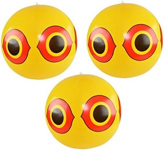 Home-X Scare Birds Away, Garden Protection from Animals, Scarecrows for Garden, Set of 3, Each 40" D x 20.5" H, Yellow