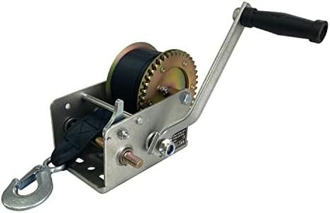 HFS(R) 3500lbs Capacity Heavy Duty Hand Winch,Nylon Strap Manual Portable Crank Winch for ATV Boat Trailer Truck Auto, Red