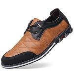 COSIDRAM Mens Casual Shoes Fashion Sneakers Dress Shoes for Men Walking Shoes Business Office Loafers Light Brown 12