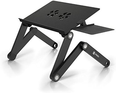 PWR+ Laptop Table Stand Adjustable Riser: Portable with Mouse Pad Fully Ergonomic Mount Ultrabook MacBook Gaming Notebook Light Weight Aluminum Black Bed Tray Desk Book Fans Up to 17 inch