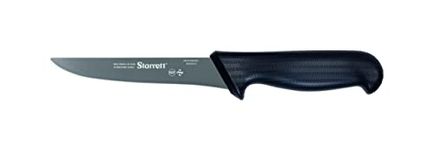 Starrett Professional Stainless Steel Kitchen Boning Knives - Wide Straight Profile - 6-inch (150mm) - Black Handle