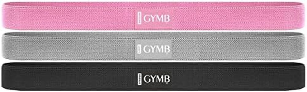 GYMB Premium Resistance Bands - Non Slip Cloth Exercise Bands to Workout Glutes, Thighs & Legs - Booty Band Training for Gym & Home Fitness, Yoga, Pilates - 3 Levels (Pink, Gray, Black) - Long Bands
