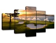 Pebble Beach Golf Course Canvas Prints Pictures 5 Pieces Posters Framed Wall Art Office Wall Decor Paintings for Living Room Bedroom Ready to Hang