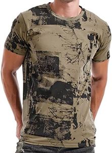 KLIEGOU Mens Hipster Hip-Hop Premiun Tees - Latest Fashion Print T-Shirts, Kg606 Army Green L, Large