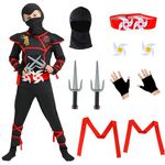 Ninja Costume kids Set with Ninja Clothes, Accessories, Halloween Ninja Cosplay Costume for Boys